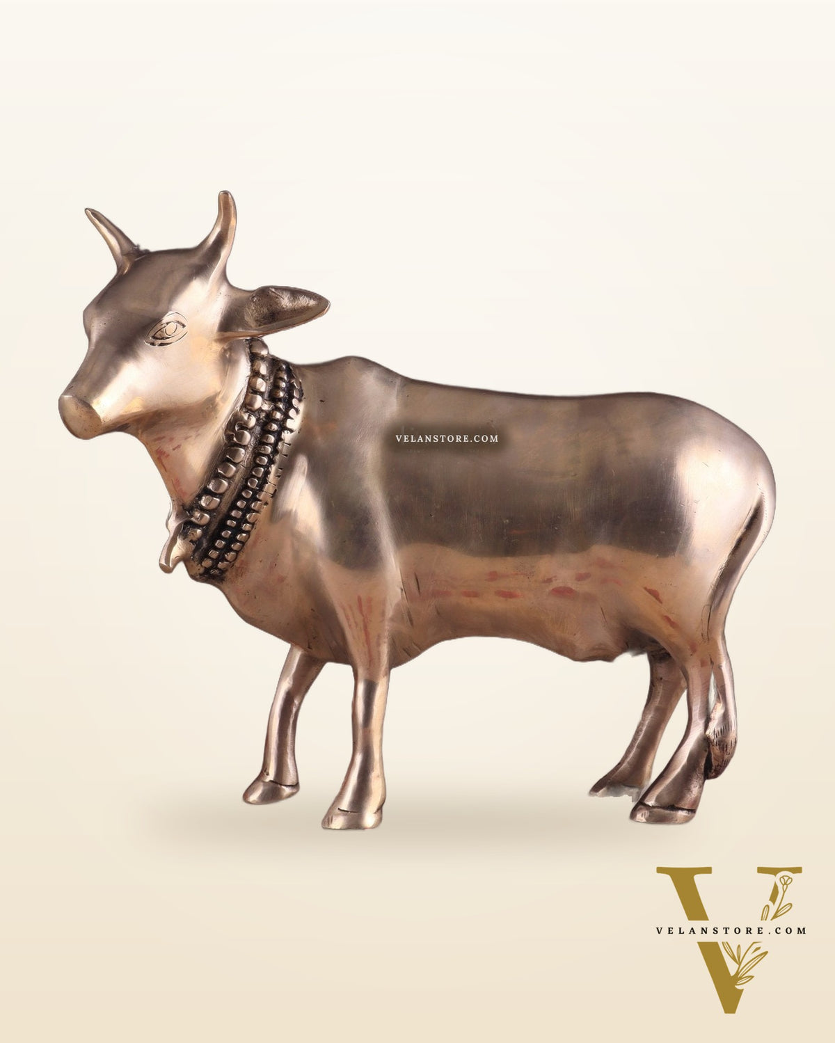 Brass Standing Cow Idol - Gomatha Statue glossy Finish | 13 inch