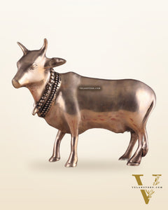 Brass Standing Cow Idol - Gomatha Statue glossy Finish | 13 inch
