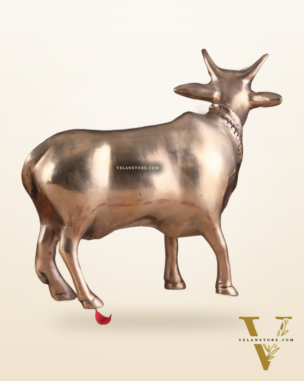 Brass Standing Cow Idol - Gomatha Statue glossy Finish | 13 inch