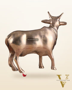 Brass Standing Cow Idol - Gomatha Statue glossy Finish | 13 inch