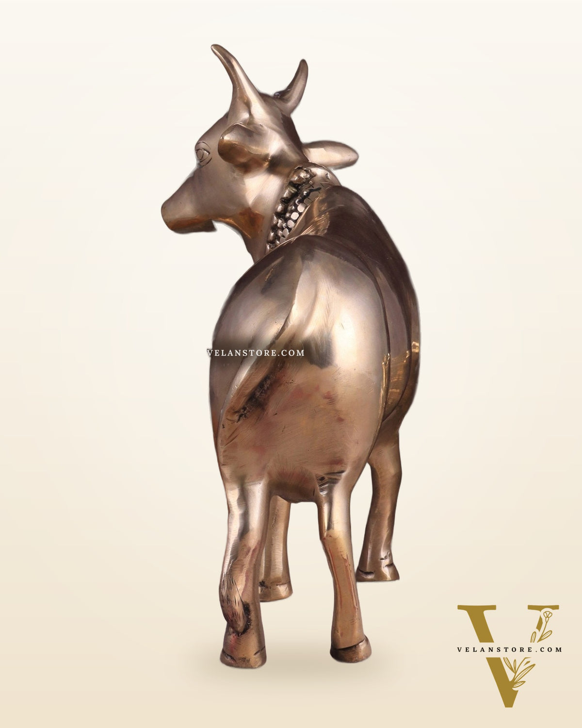 Brass Standing Cow Idol - Gomatha Statue glossy Finish | 13 inch