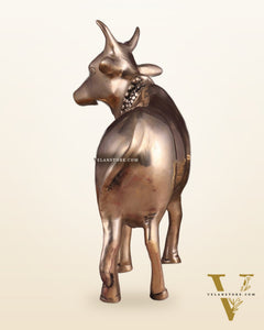 Brass Standing Cow Idol - Gomatha Statue glossy Finish | 13 inch