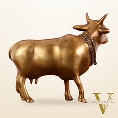 Brass Standing Cow Idol - Gomatha Statue with Antique Finish | 13 inch