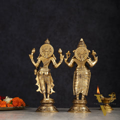 Brass Standing Ganesh Lakshmi Idol Set 10"