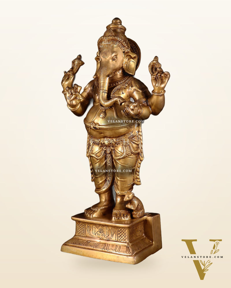 Brass Standing Ganesha Darshana Murthy – 27 Inch