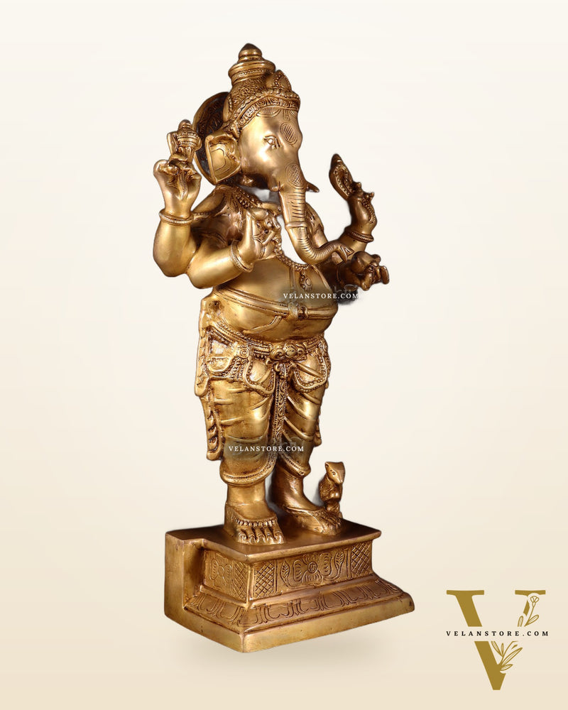 Brass Standing Ganesha Darshana Murthy – 27 Inch