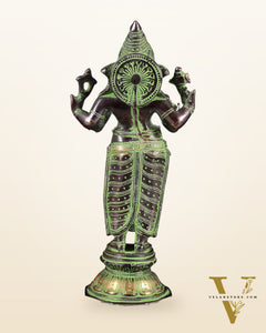 Brass Standing Ganesha Idol 10" black and green