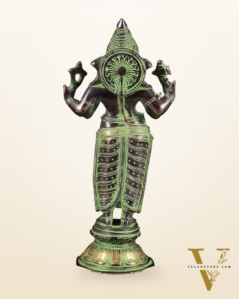 Brass Standing Ganesha Idol 10" black and green