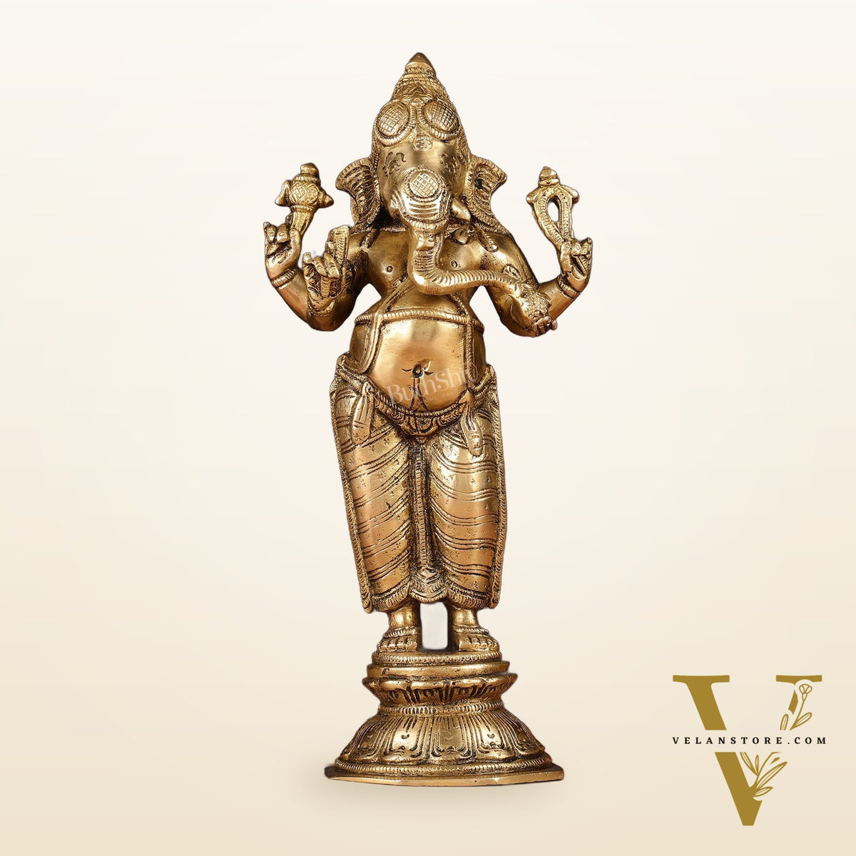 Brass Standing Ganesha Idol 10"