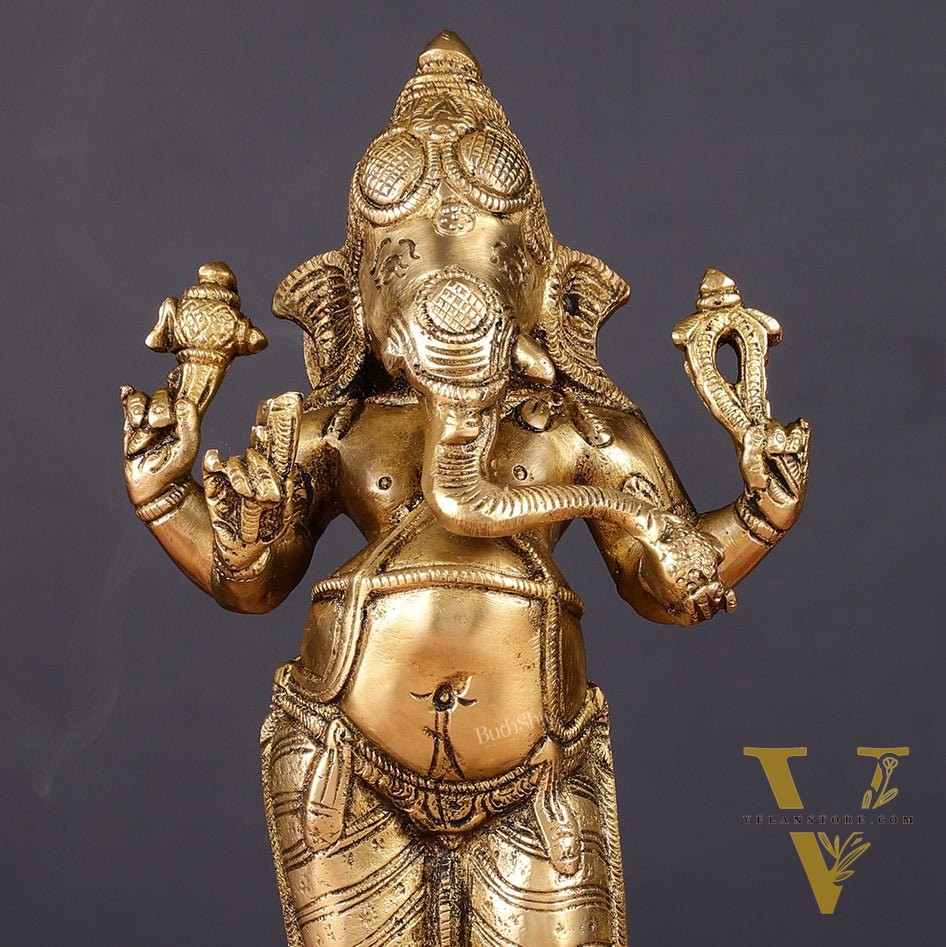 Brass Standing Ganesha Idol 10"
