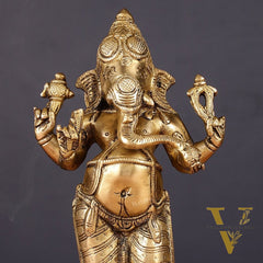 Brass Standing Ganesha Idol 10"