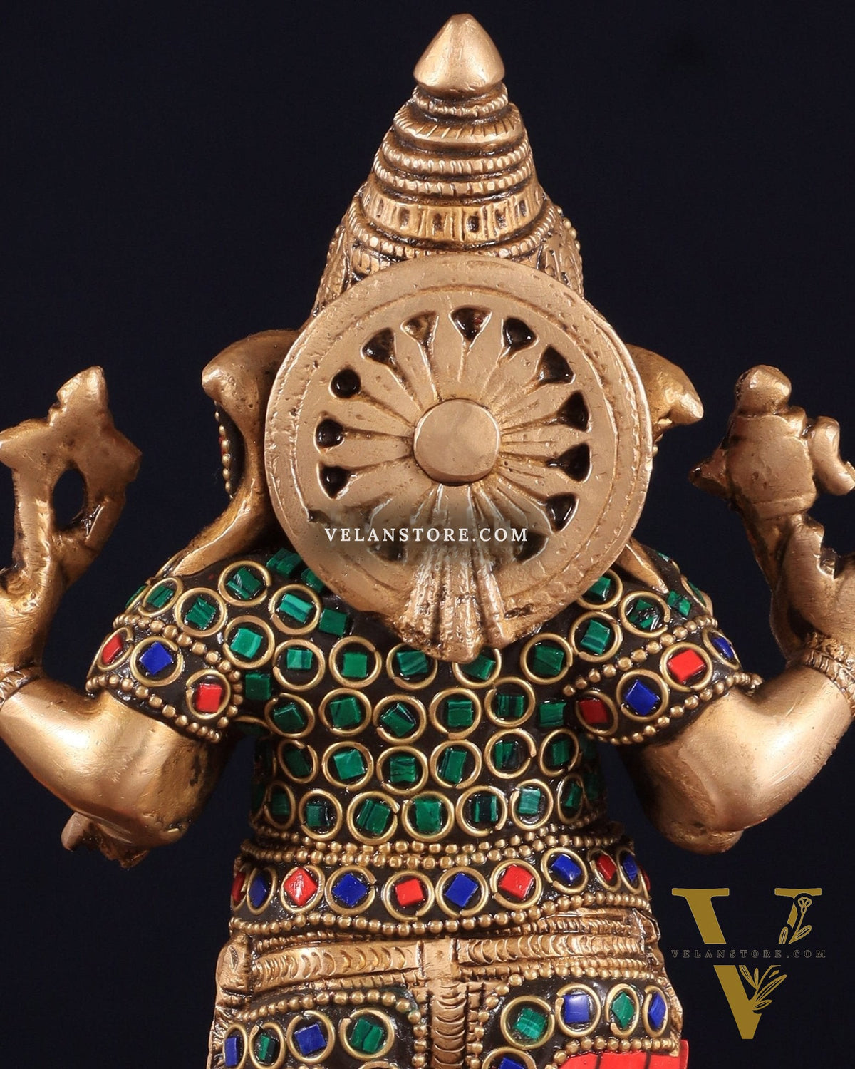 Brass Standing Ganesha Idol 10" with stonework