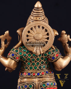 Brass Standing Ganesha Idol 10" with stonework