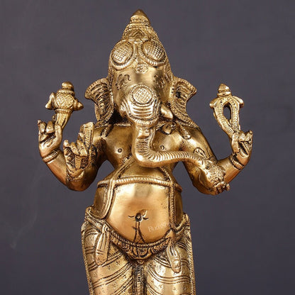 Brass Standing Ganesha Idol 10"