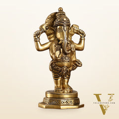 Brass Standing Ganesha Idol | Height 6.5 inch