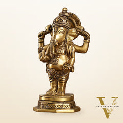 Brass Standing Ganesha Idol | Height 6.5 inch