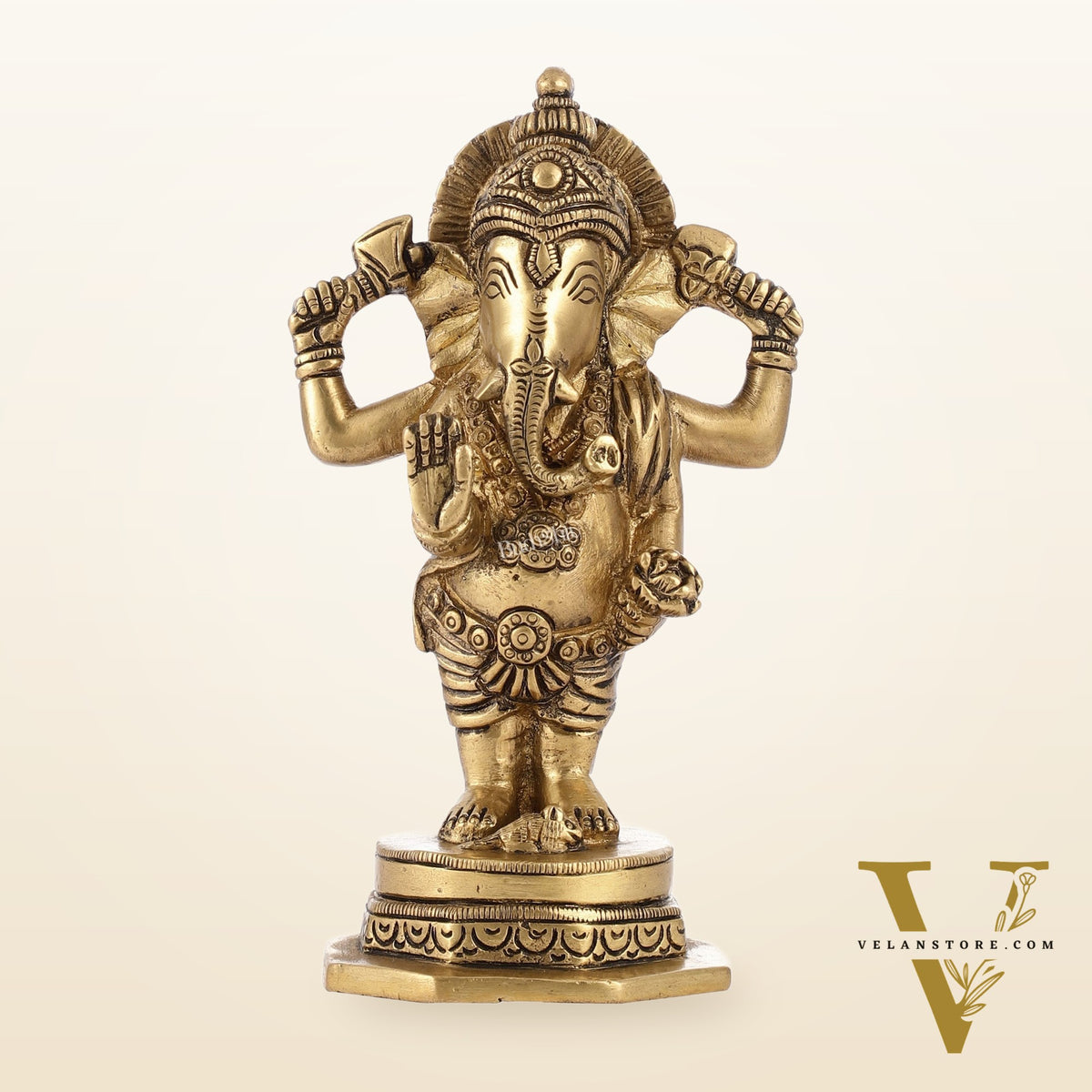 Brass Standing Ganesha Idol | Height 6.5 inch