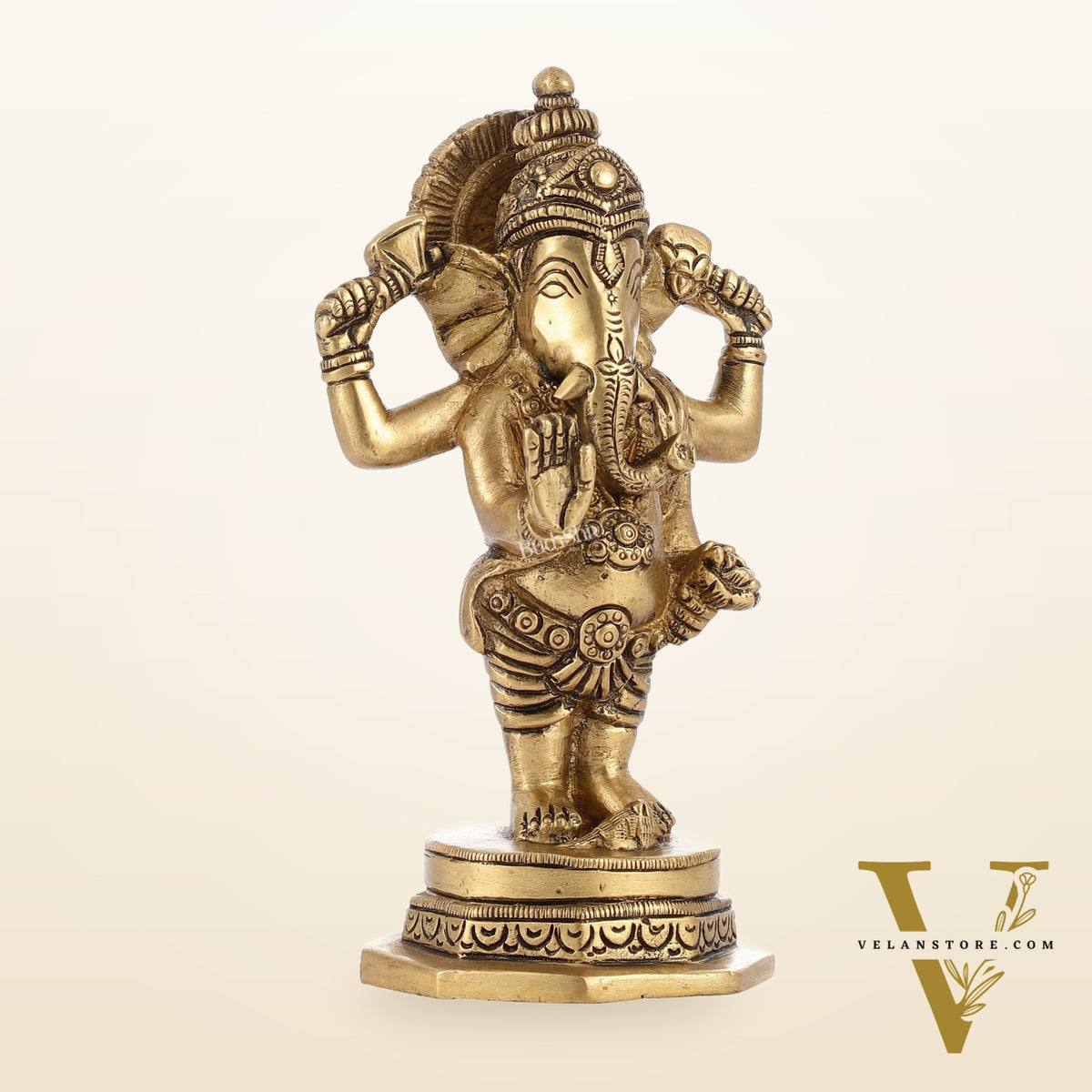 Brass Standing Ganesha Idol | Height 6.5 inch