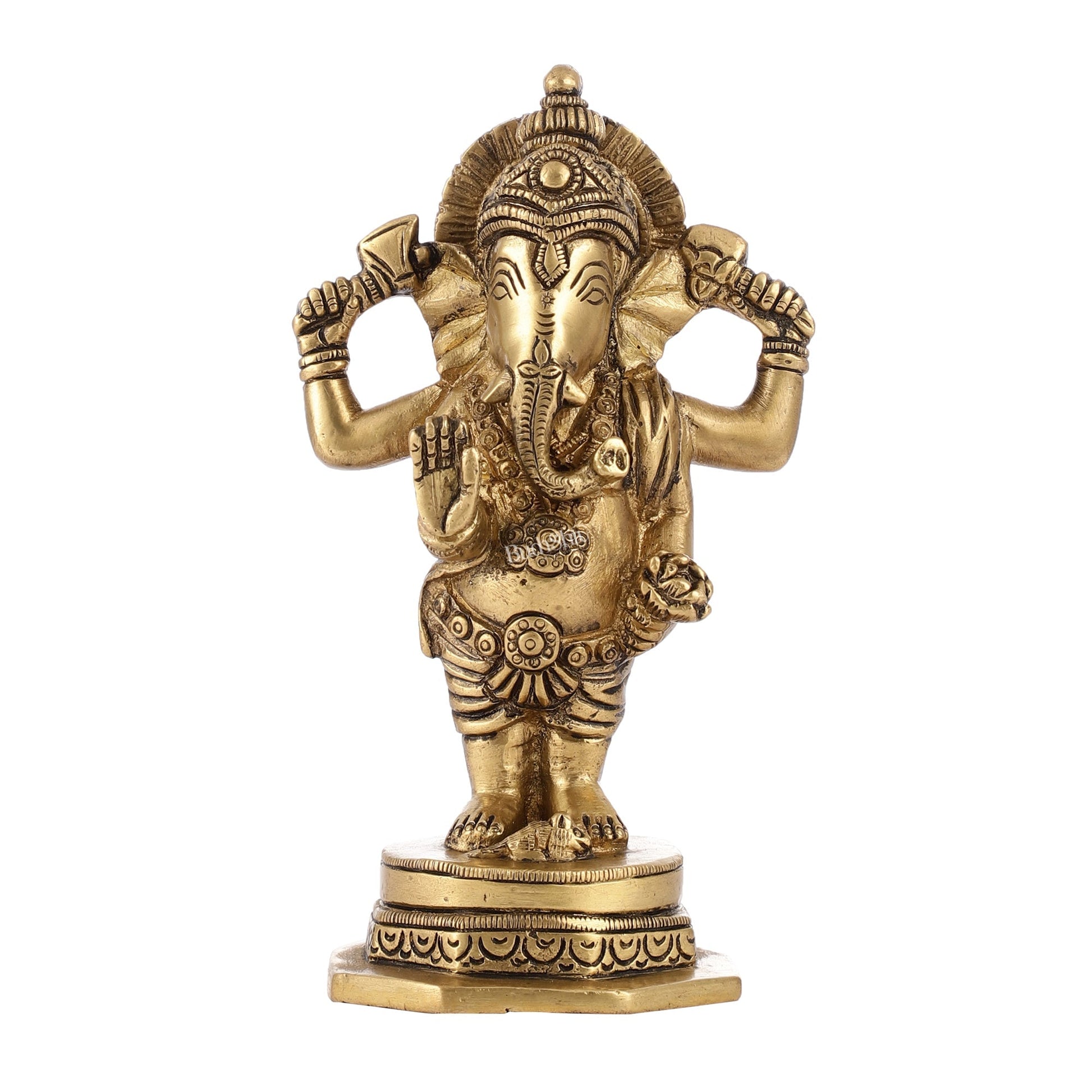 Brass Standing Ganesha Idol | Height 6.5 inch