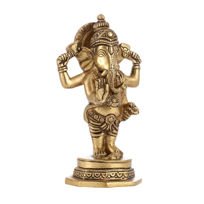 Brass Standing Ganesha Idol | Height 6.5 inch