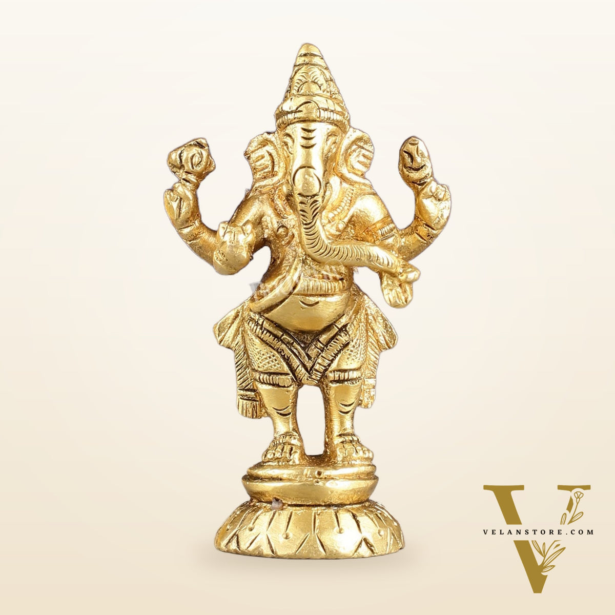Brass standing ganesha miniature idol 3 inch