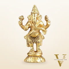 Brass standing ganesha miniature idol 3 inch