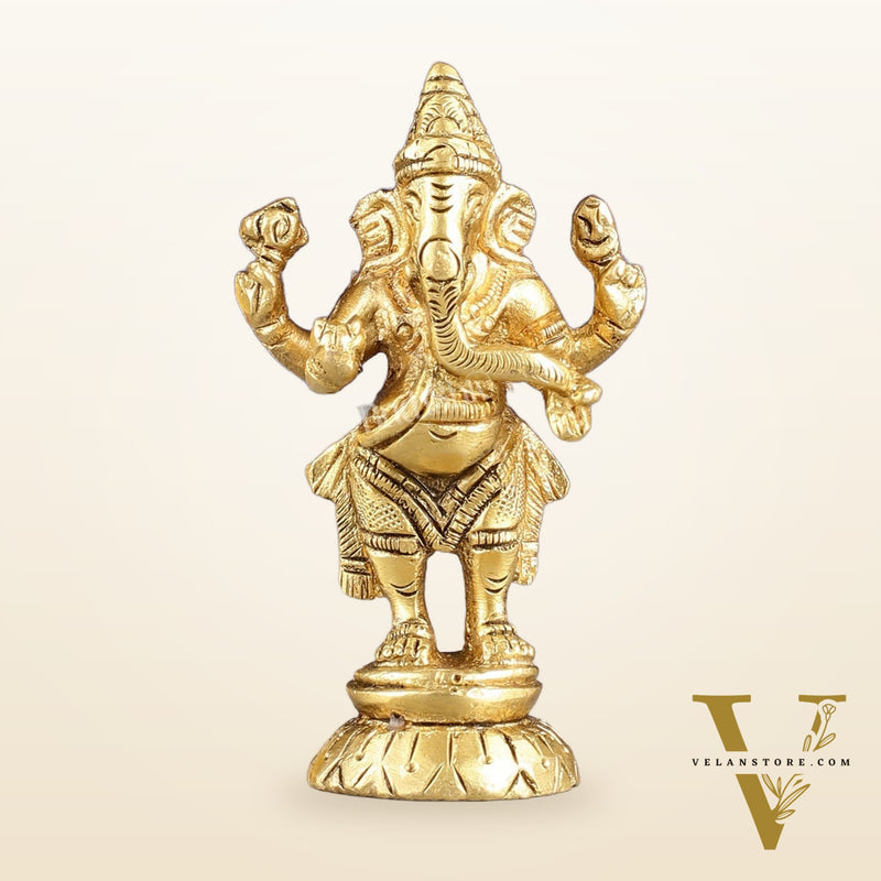 Brass standing ganesha miniature idol 3 inch