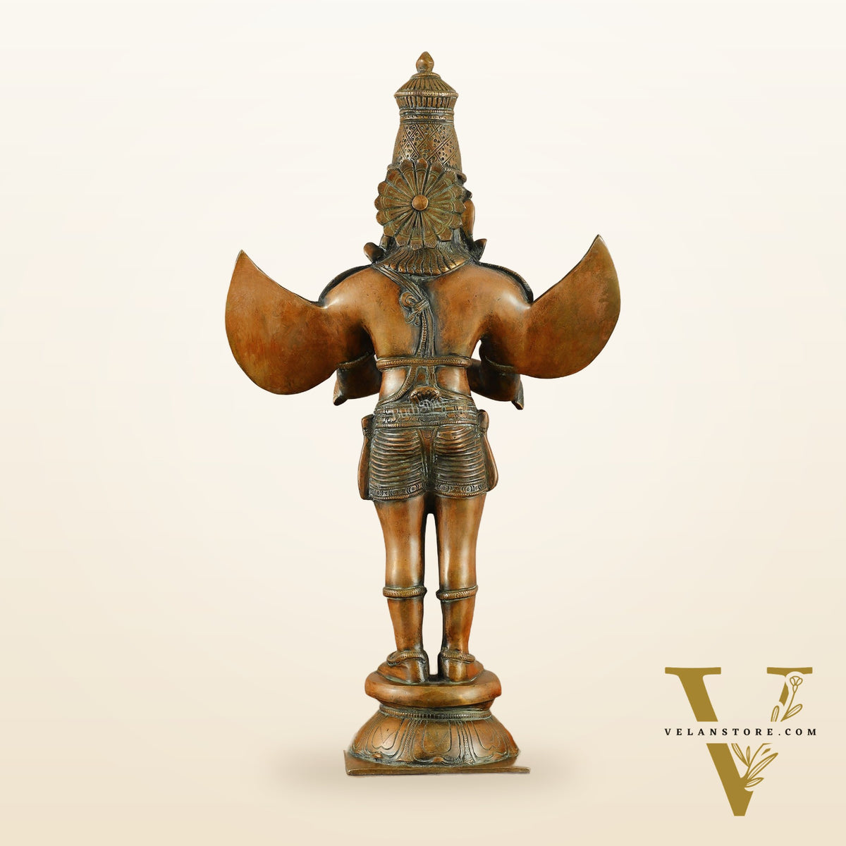 Brass Standing Garuda Dev Statue - 22 Inch Vintage Bronze tone