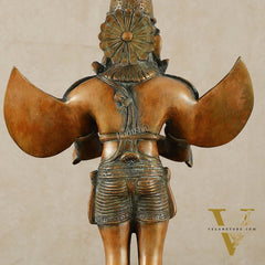 Brass Standing Garuda Dev Statue - 22 Inch Vintage Bronze tone