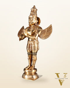 Brass Standing Garuda Dev Statue - Golden Finish, 22" Tall, 11 kg