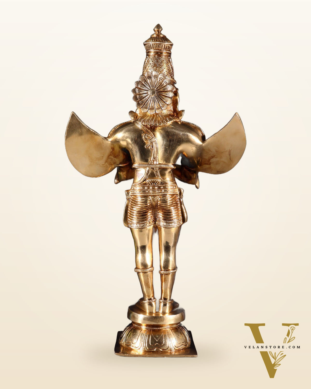 Brass Standing Garuda Dev Statue - Golden Finish, 22" Tall, 11 kg