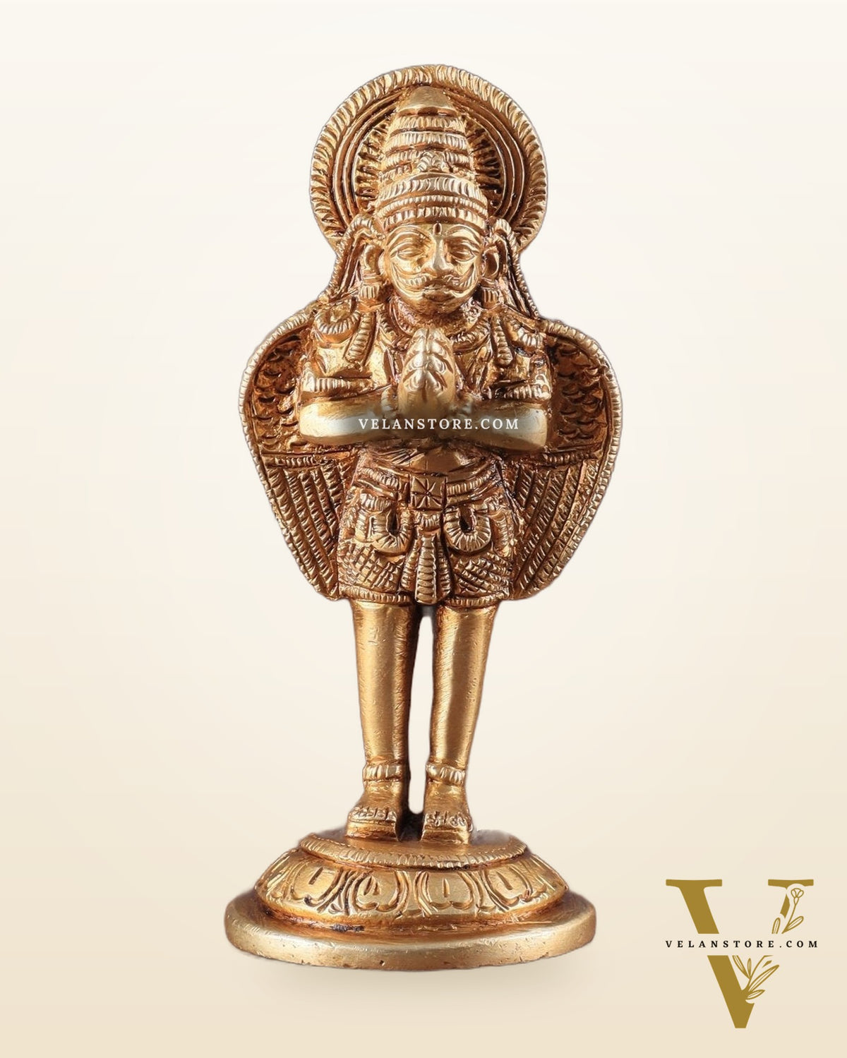 Brass standing Garuda Idol 4 inch anjali mudra