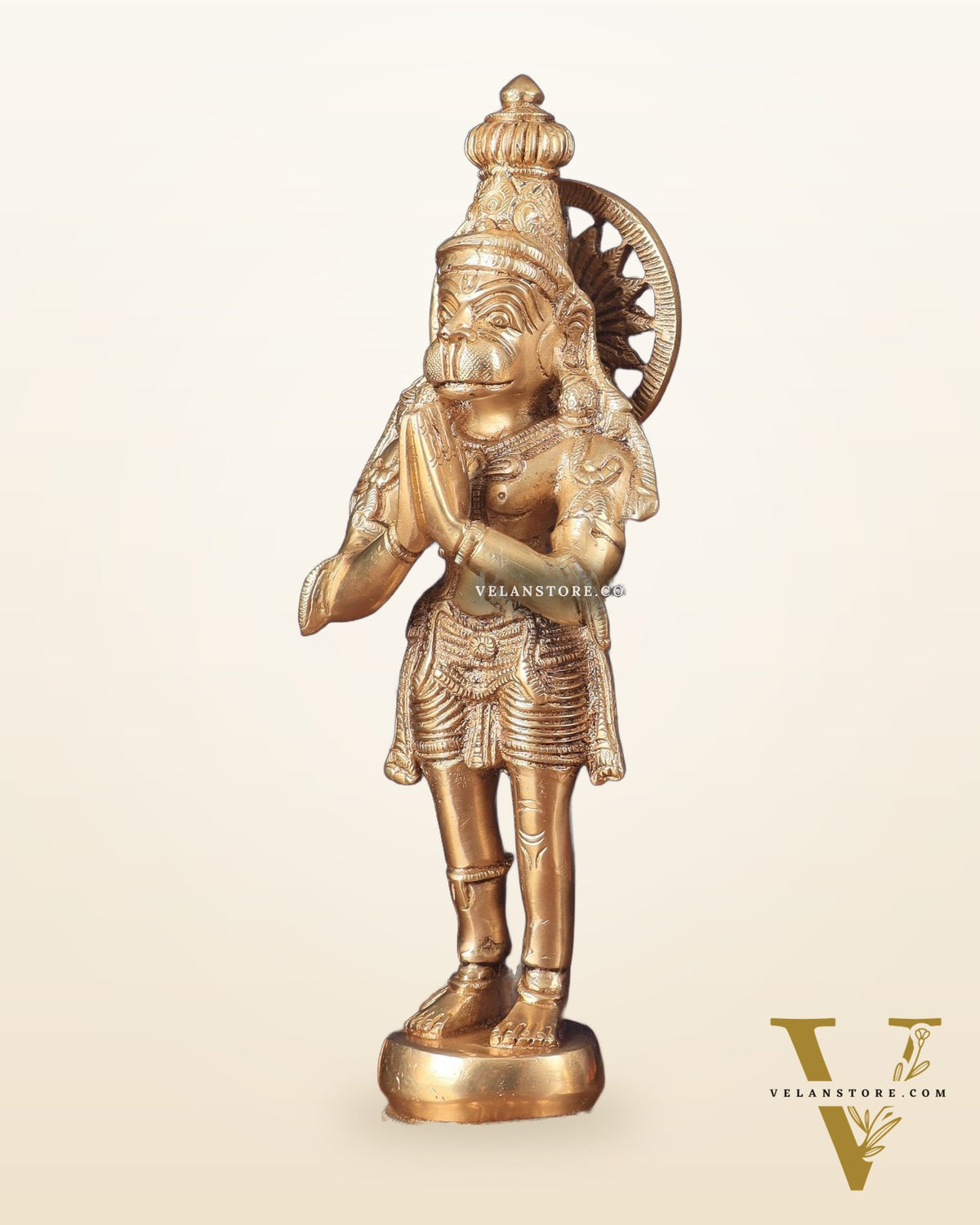 Brass Standing Hanuman and Garuda Idol Pair 12"