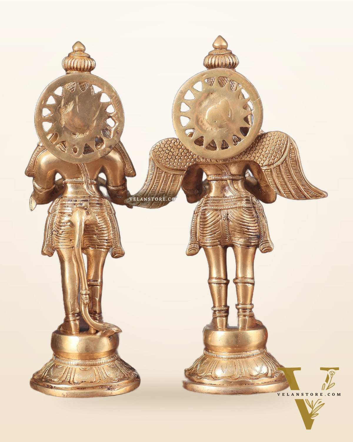 Brass Standing Hanuman and Garuda Idol Pair 12"
