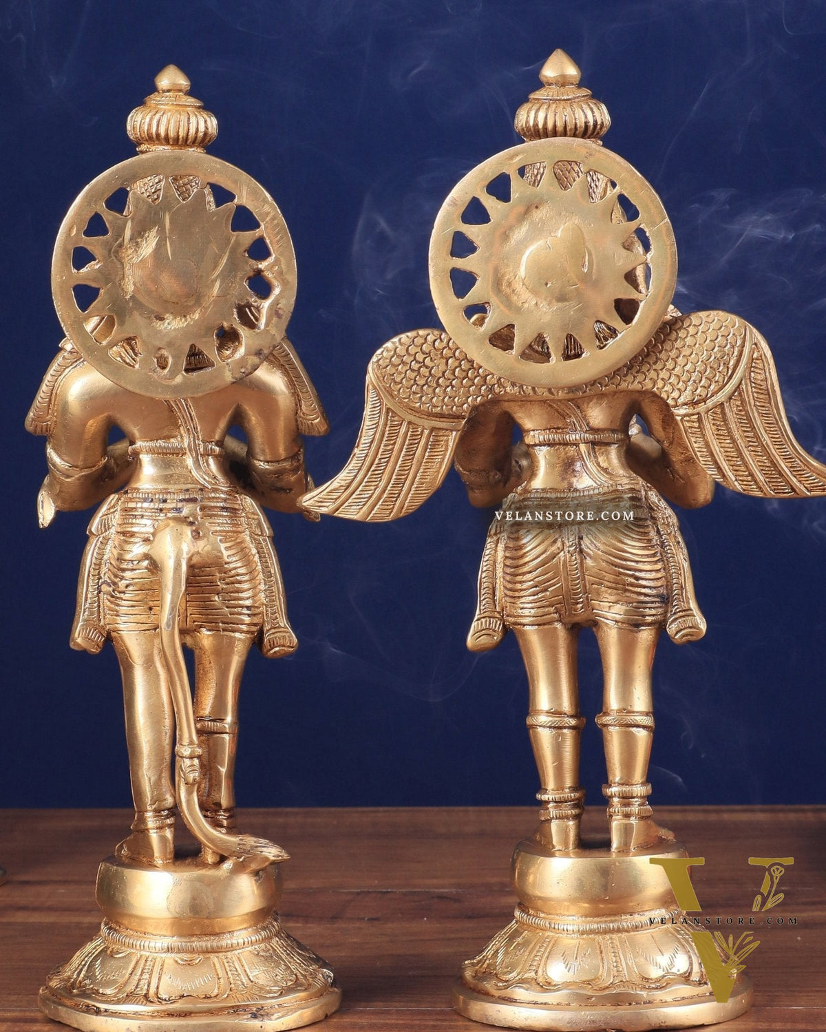 Brass Standing Hanuman and Garuda Idol Pair 12"