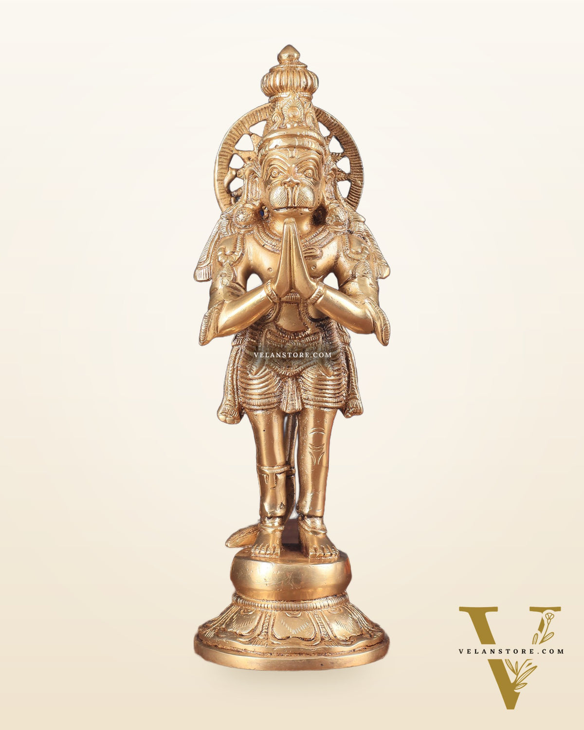 Brass Standing Hanuman Idol anjali namaskar mudra 12 inch