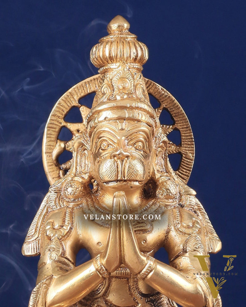 Brass Standing Hanuman Idol anjali namaskar mudra 12 inch