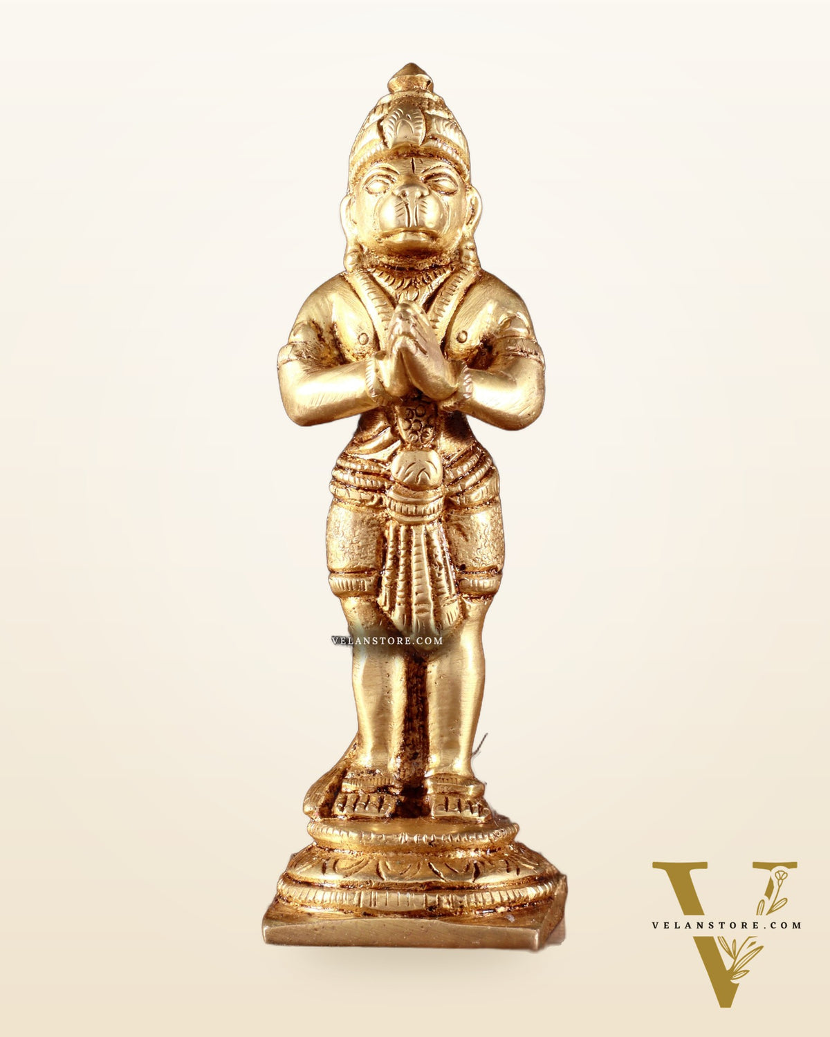 Brass Standing Hanuman Ji in Anjali Mudra – Small 4.7"