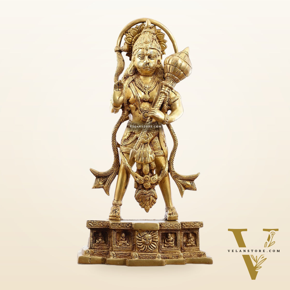 Brass Standing Hanuman Statue | 15.5" Tall | Divine Masterpiece