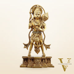 Brass Standing Hanuman Statue | 15.5" Tall | Divine Masterpiece