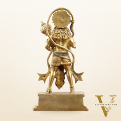 Brass Standing Hanuman Statue | 15.5" Tall | Divine Masterpiece