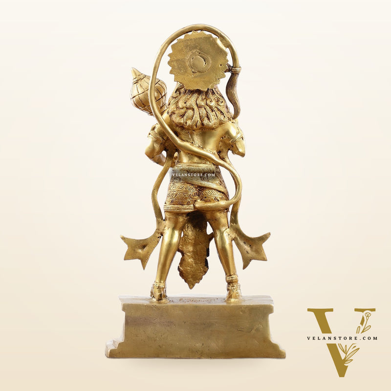 Brass Standing Hanuman Statue | 15.5" Tall | Divine Masterpiece