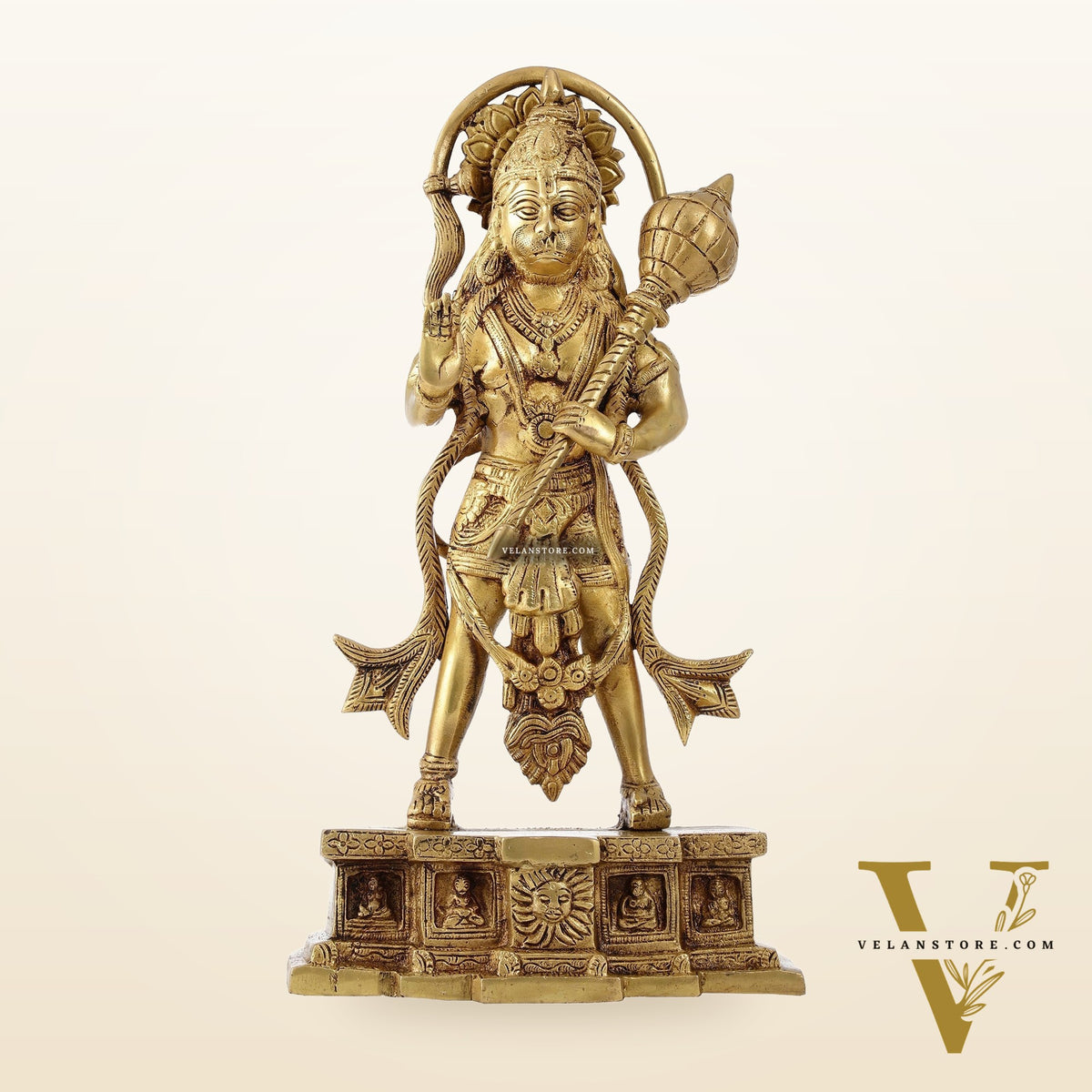 Brass Standing Hanuman Statue | 15.5" Tall | Divine Masterpiece