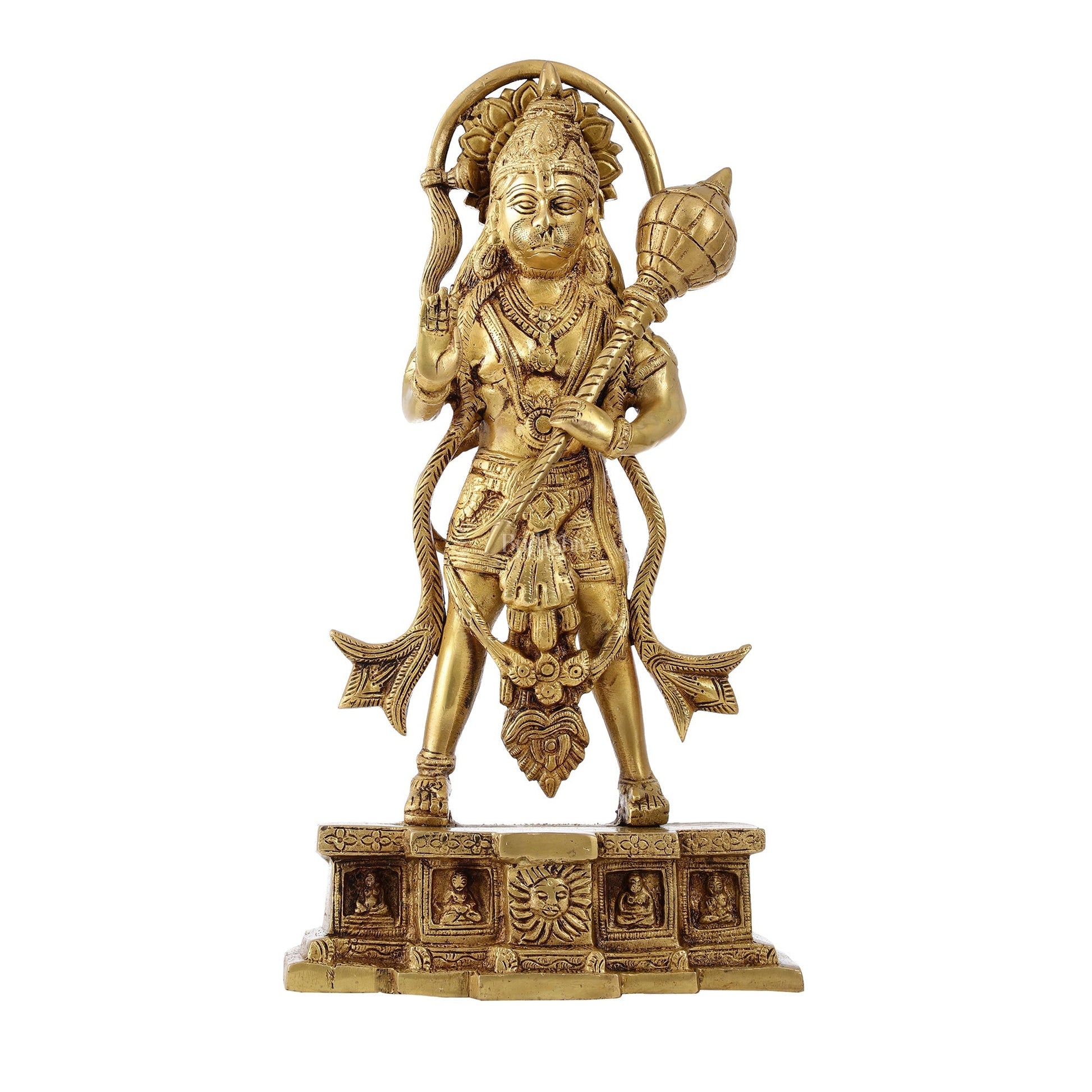 Brass Standing Hanuman Statue | 15.5" Tall | Divine Masterpiece