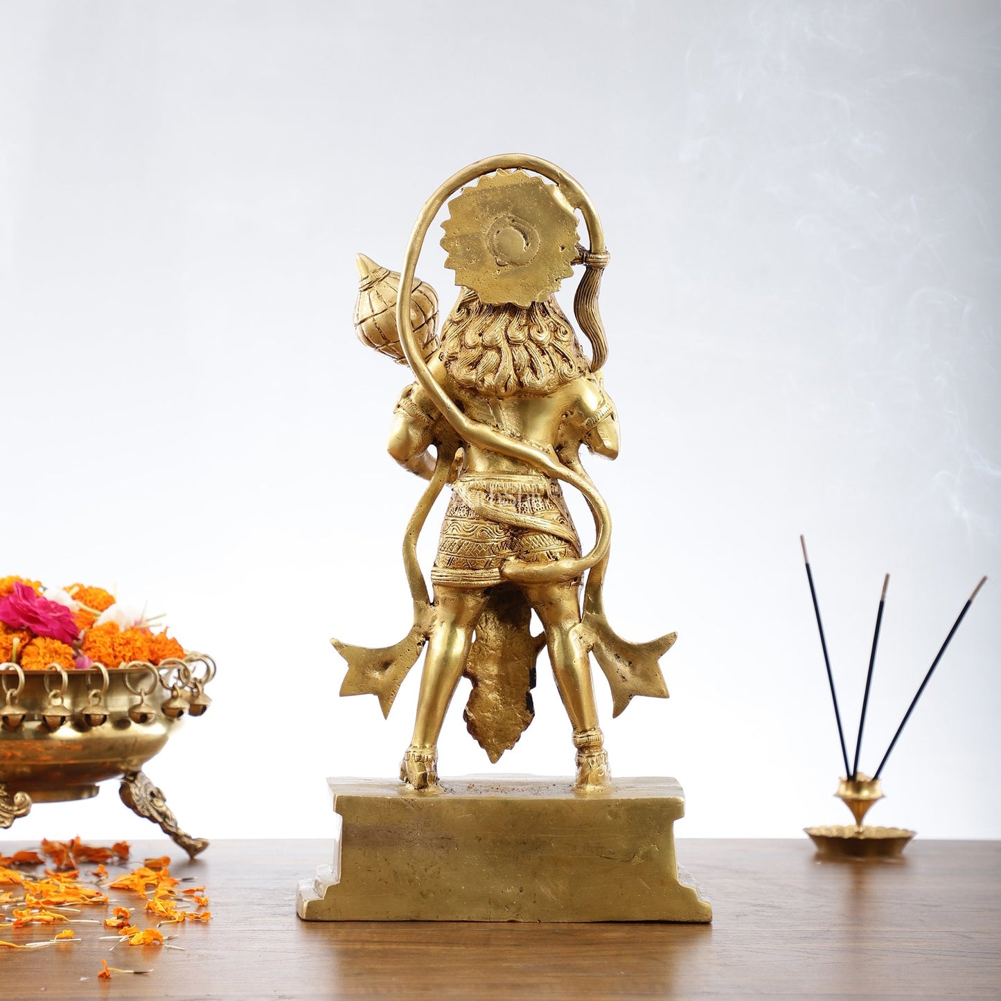 Brass Standing Hanuman Statue | 15.5" Tall | Divine Masterpiece