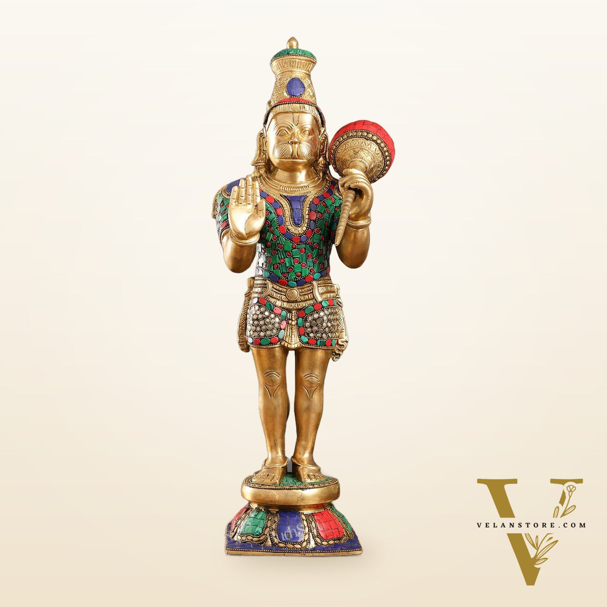 Brass standing Hanuman Statue - 21.5"