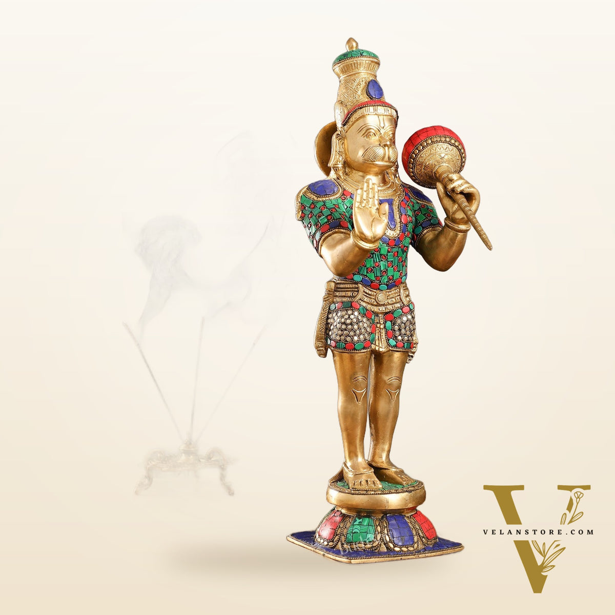 Brass standing Hanuman Statue - 21.5"