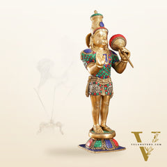 Brass standing Hanuman Statue - 21.5"