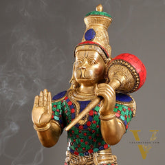 Brass standing Hanuman Statue - 21.5"