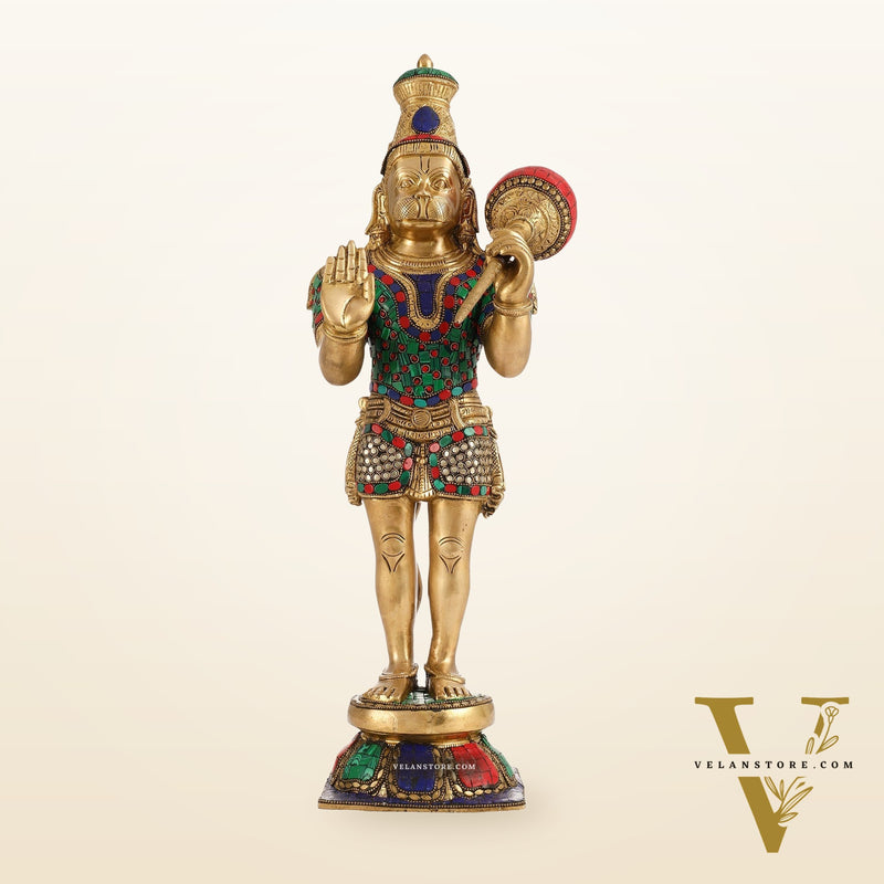 Brass standing Hanuman Statue - 21.5"
